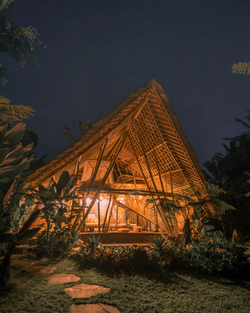 Bali Bamboo House at Night