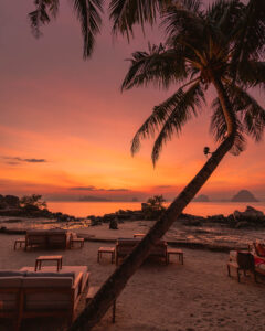 Tropical sunset Ritz Carlton Reserve Phulay Bay