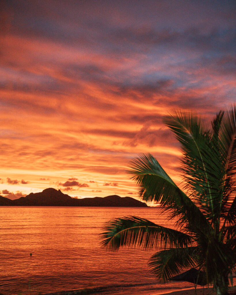Sunset over Fiji Islands