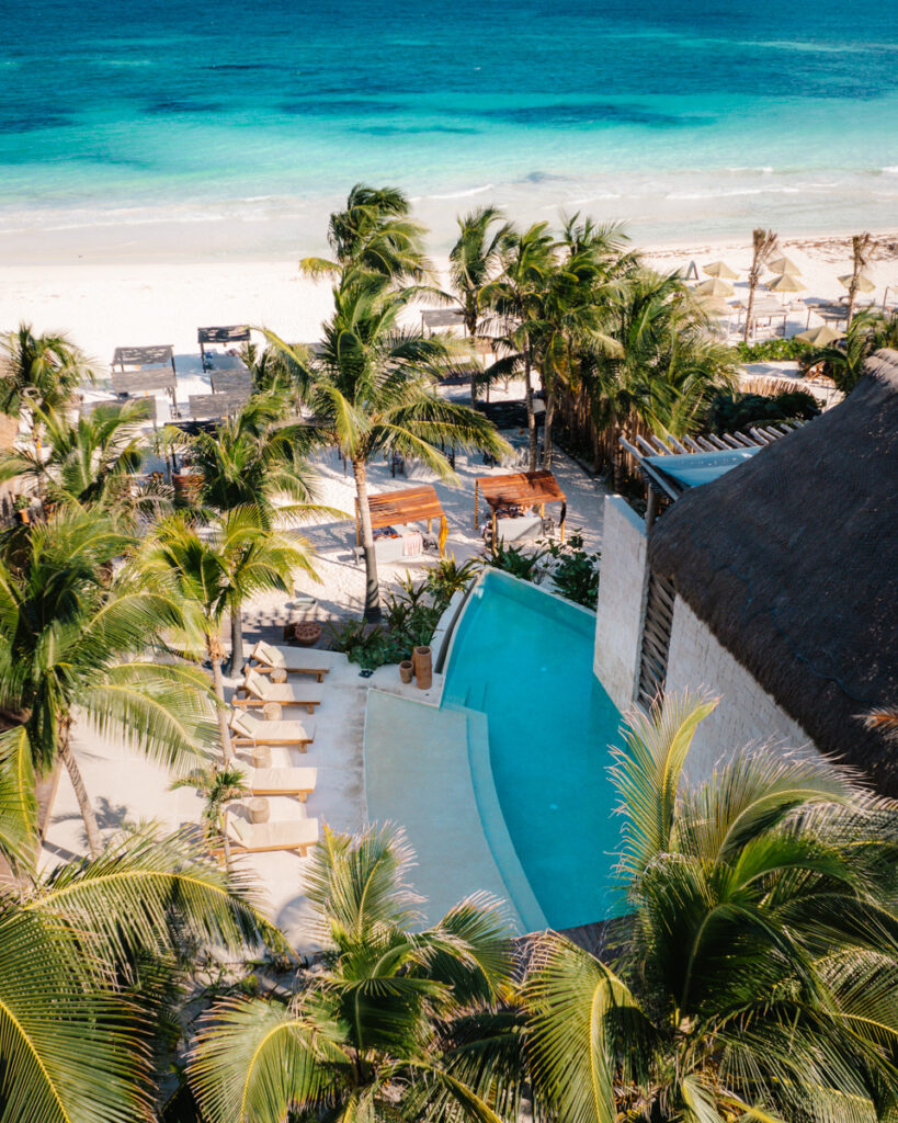 areal view of maxanab hotel one of the best Beachfront hotels in Tulum
