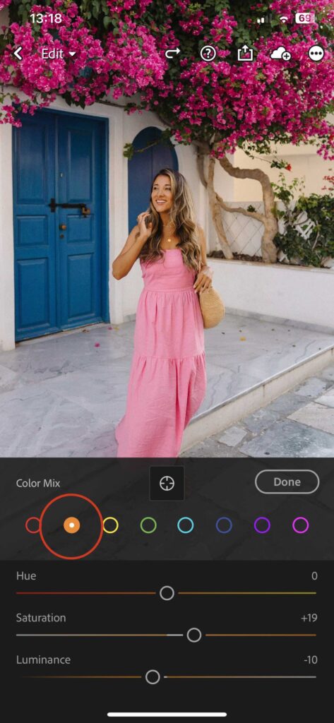 How to adjust skin tones in Lightroom mobile