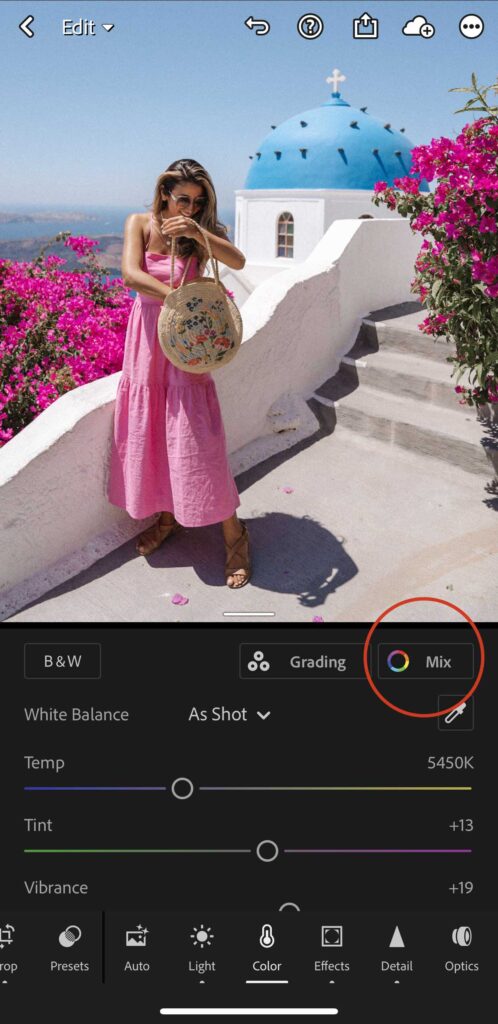 how to edit colours in lightroom mobile