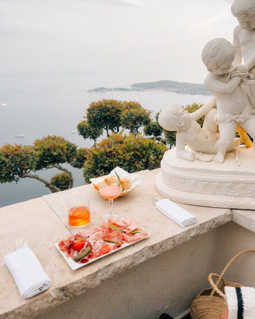 cocktails and view over the french riviera at Château de La Chèvre d’Or