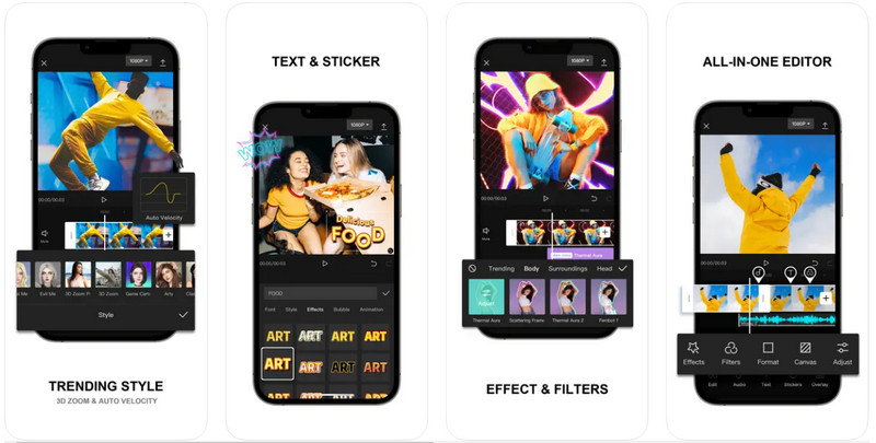 cap cut video editing app user interface 