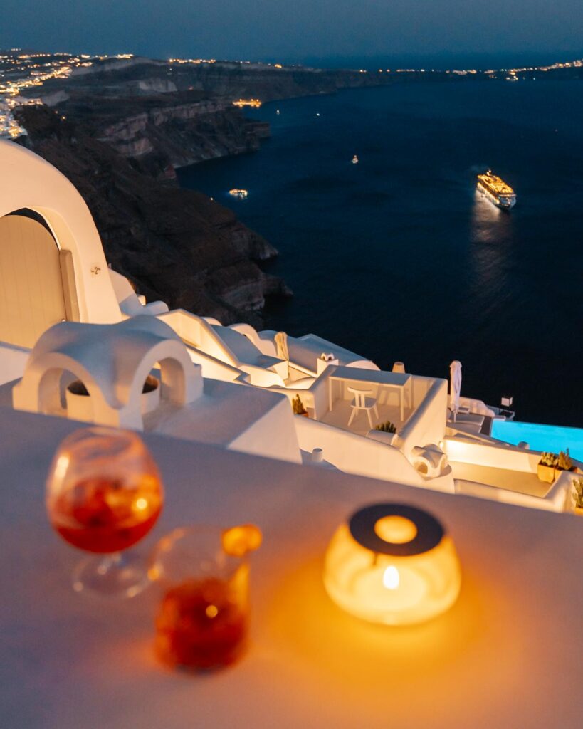 Katikies Chromata Hotel, Sunset view Bar, Santorini, Greek Islands