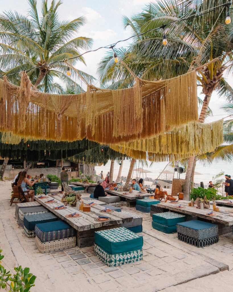 La Popular beach  Seafood grill restaurant on Tulum Beach Mexico
