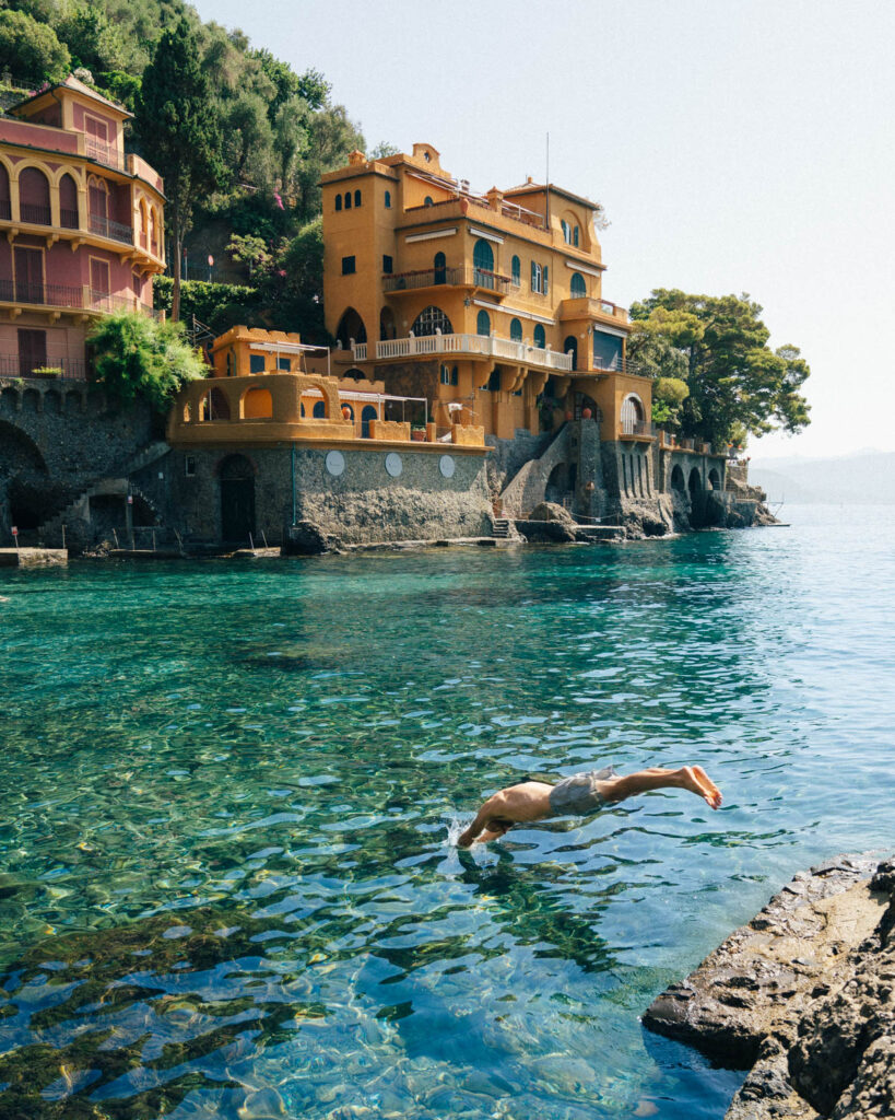 swimming at Baia Cannone Portofino Italy