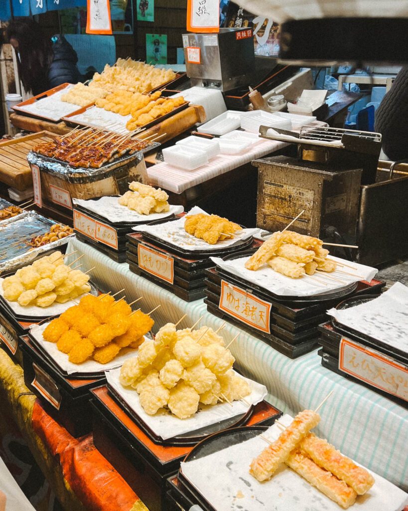 Japanese street food Nishiki Food Market kyoto