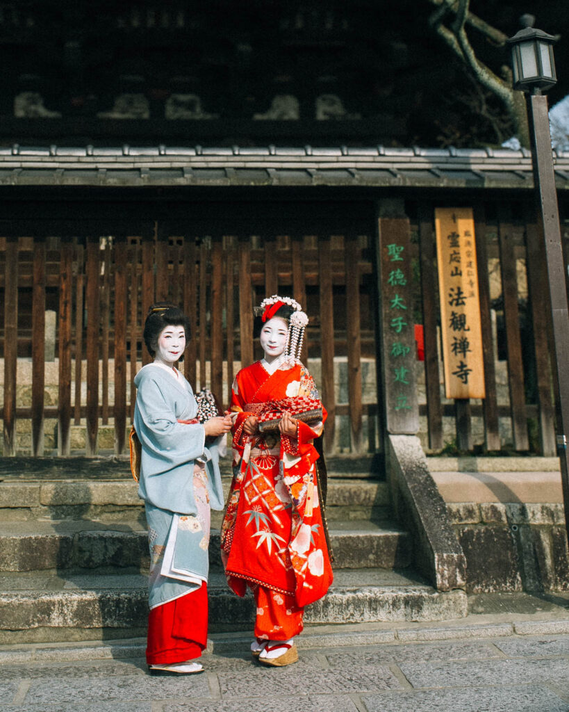 Geisha in streets of Kyoto Japan