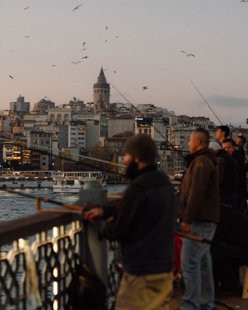 Istanbul things to do - sunset on Galata Bridge
