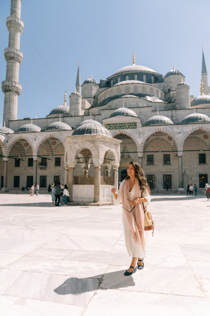 Adriana Maria at the Blue mosque Istanbul