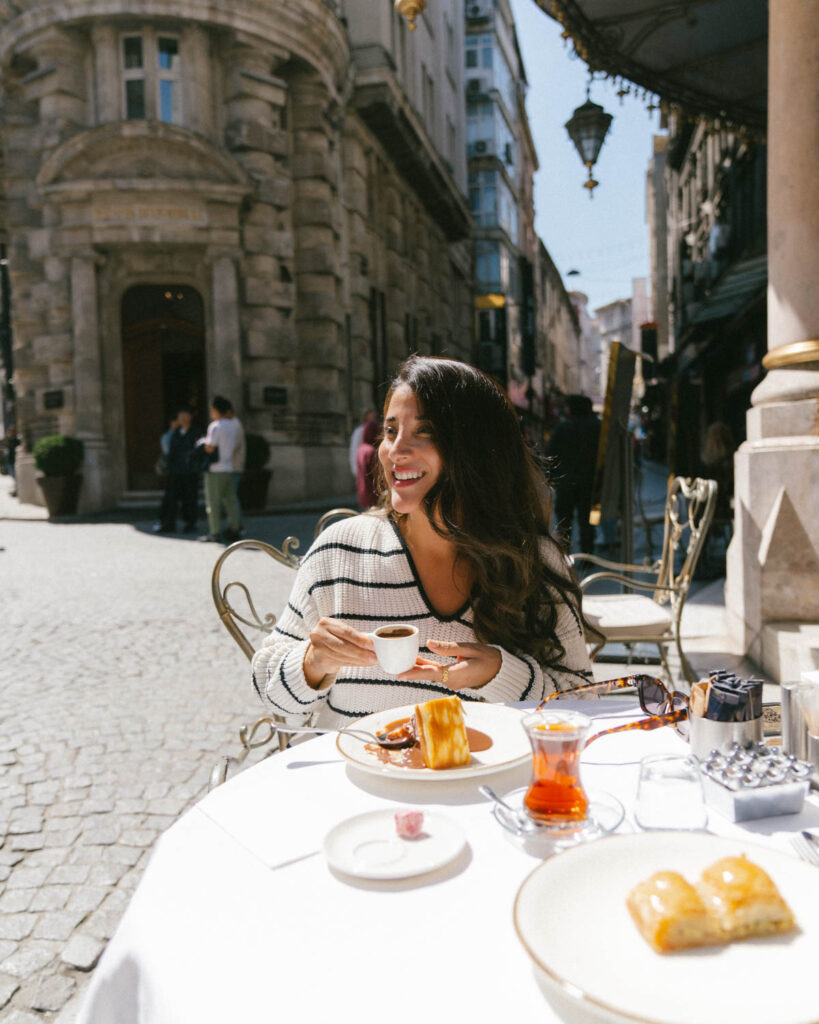 Explore Istanbul: Top Sights and Experiences - Adriana Maria trying San Sebastian cheesecake