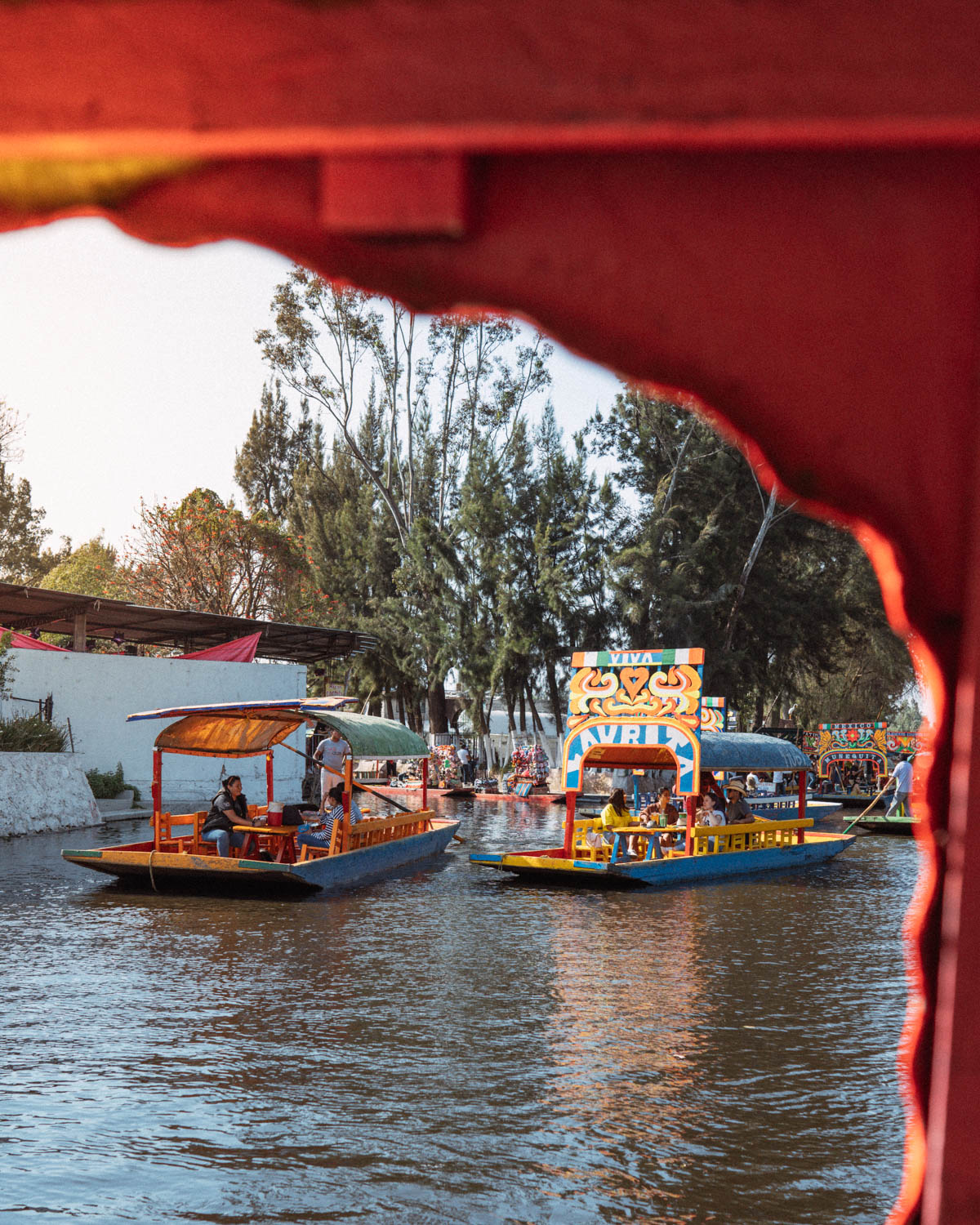 colourful boats in Xochimilco