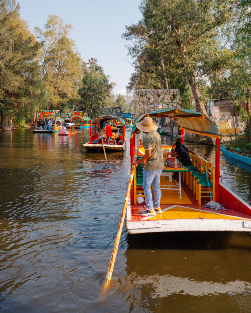 colourful boats in Xochimilco