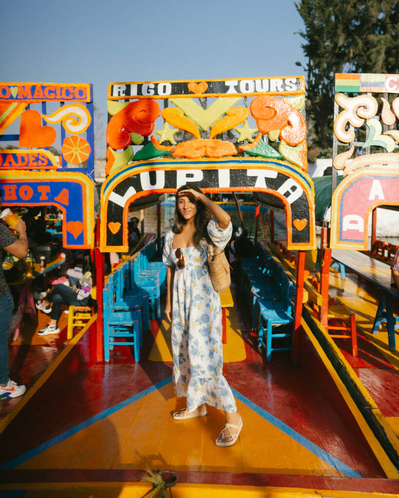 colourful boats in Xochimilco