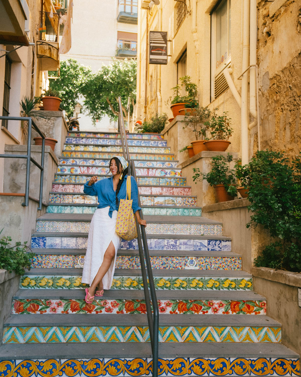 colourful street cefalu sicily