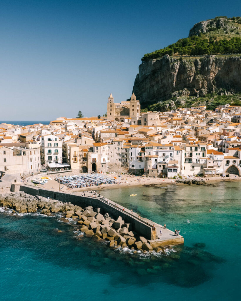 Aerial view of Cefalù one of the best places to visit in Sicily