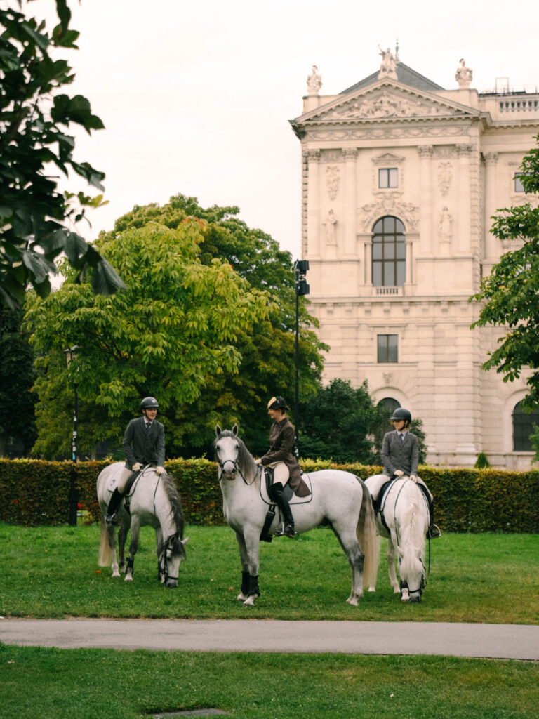 Spanish Riding School, Lipizzaner stallions in Burggarten park Vienna