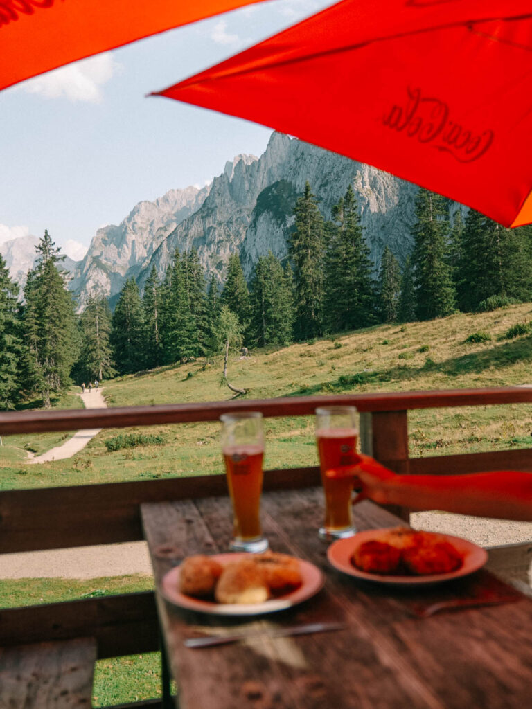 traditional austrian food at a mountain hut austrian alps summer time 