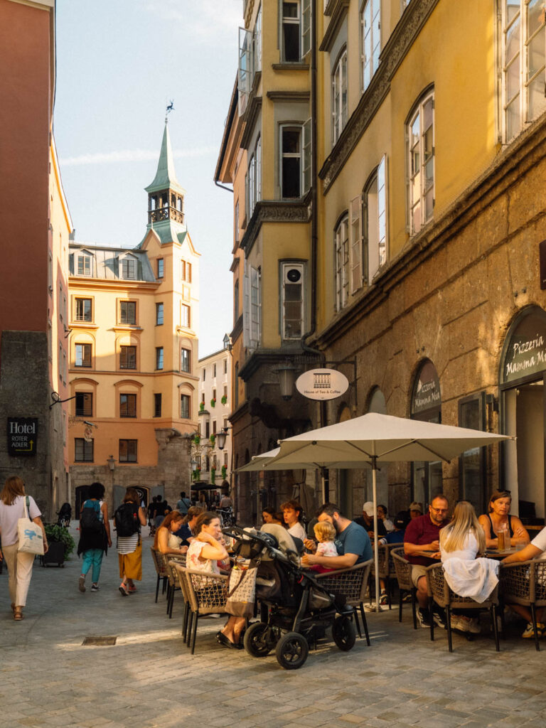 streets of Innsbruck Old Town in the summer