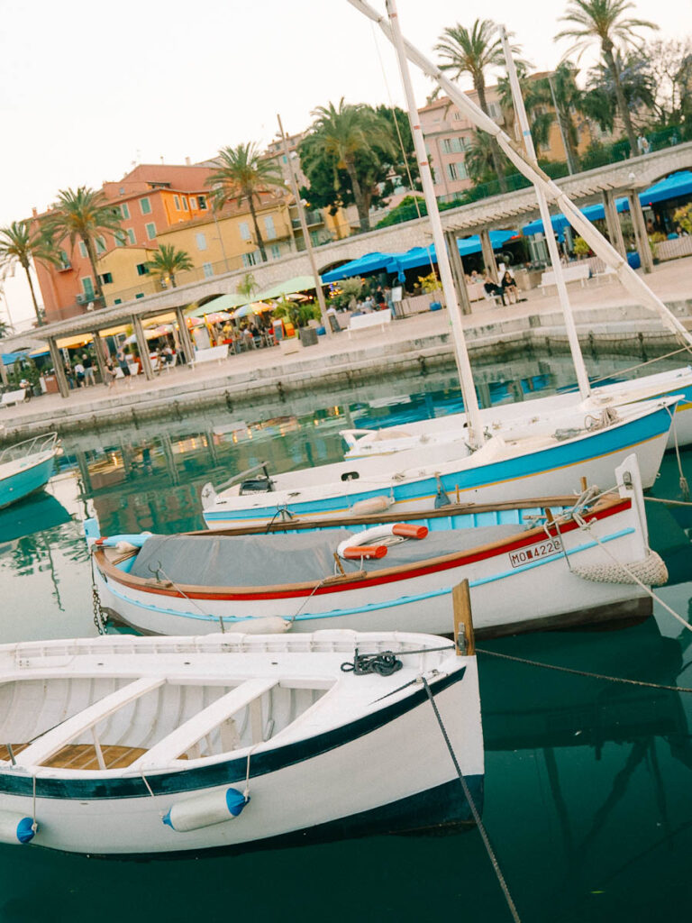 colourful boats at menton harbour, french riviera