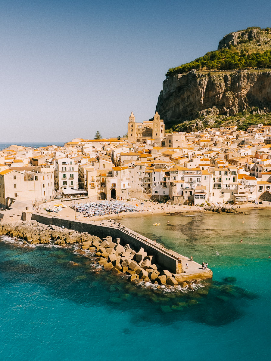 view looking back over cefalu sicily